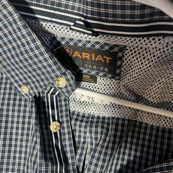 Ariat Shirt Mens Size M Pro Series Long Sleeve Button Down Blue Plaid Western - Picture 4 of 5